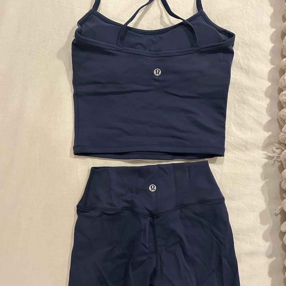Navy Blue Biker shorts and tank Activewear Set